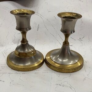 Swell Silver and Gold Candle Holders